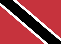 [ai] The flag of Trinidad and Tobago features a red background with a bold black diagonal stripe bordered by white stripes.